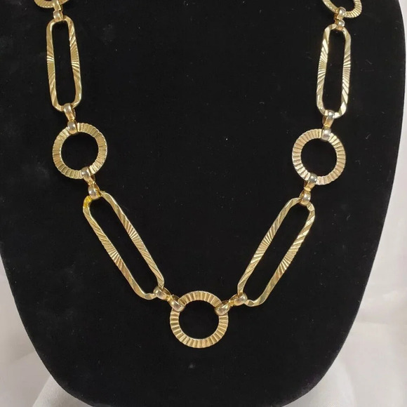 Vintage Korea G&S Gold Tone Statement Necklace Adjustable 27  To 42 inch Length - Picture 3 of 10